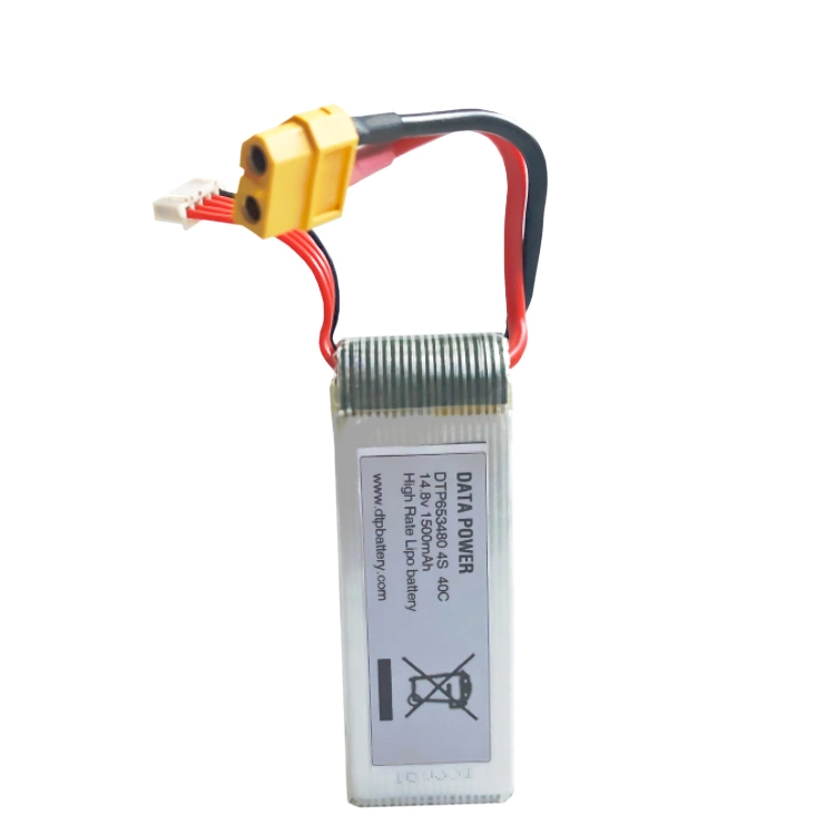 14.8V Drohnenstrommodul 1500mAh 40c Drohnen Lithiumbatterie Dtp 653480-4s 1