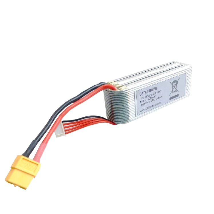 14.8V Drohnenstrommodul 1500mAh 40c Drohnen Lithiumbatterie Dtp 653480-4s 2